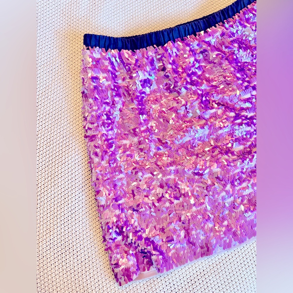 J. CREW Crewcuts Sparkling Sequin Purple Pink Mini Skirt - Picture 3 of 11